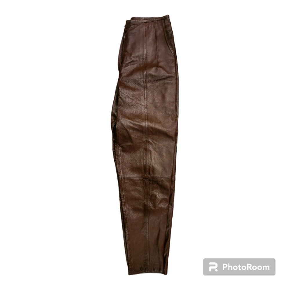 Vintage Chocolate Leather Tappered Pant
